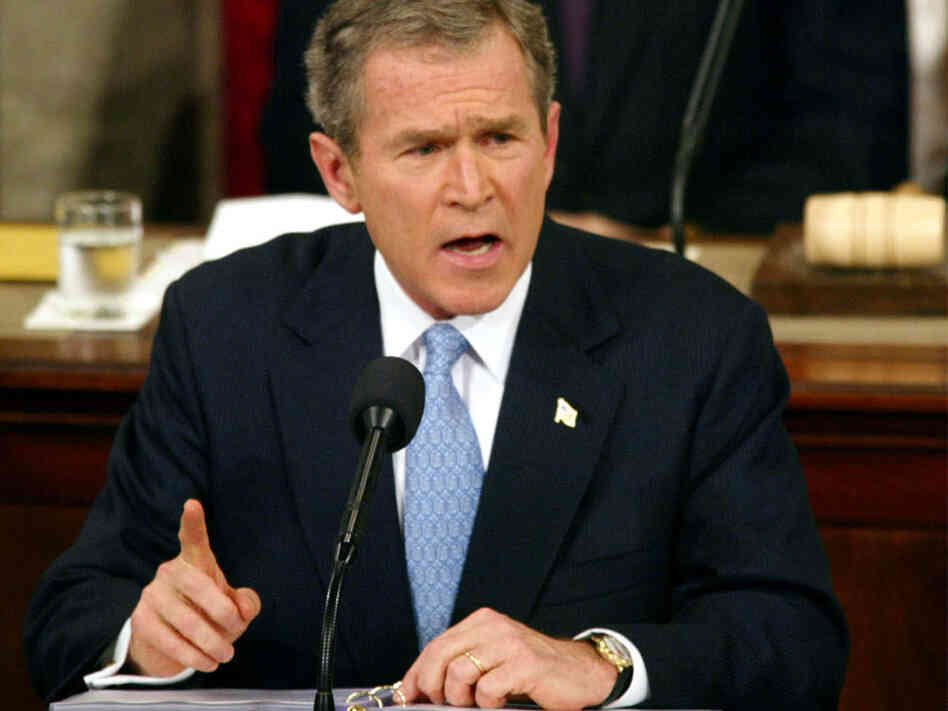 President Bush names Iran, along with Iraq and North Korea, an axis of evil, 2002.