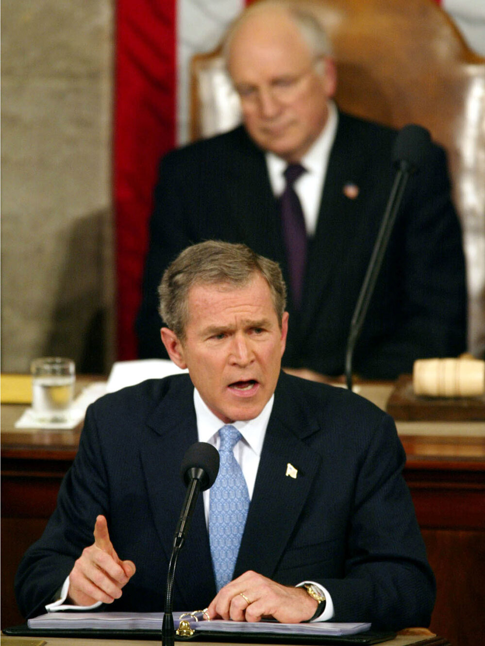 President Bush names Iran, along with Iraq and North Korea, an axis of evil, 2002.