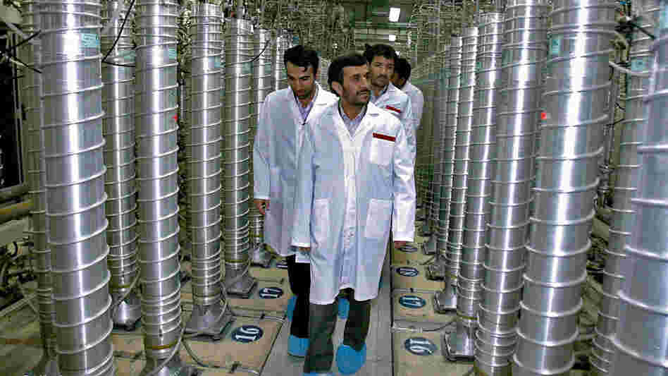 Wide: Iranian President Mahmoud Ahmadinejad visits the Natanz uranium-enrichment facilities