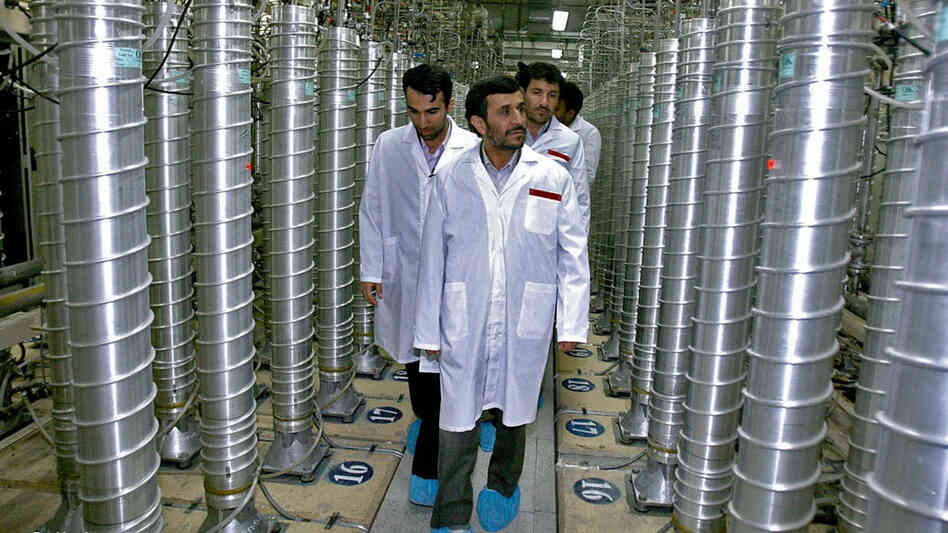 Wide: Iranian President Mahmoud Ahmadinejad visits the Natanz uranium-enrichment facilities