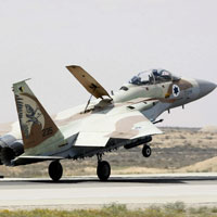 An Israeli Air Force F-15I fighter jet lands at the Hazerim Air Force in March 2009