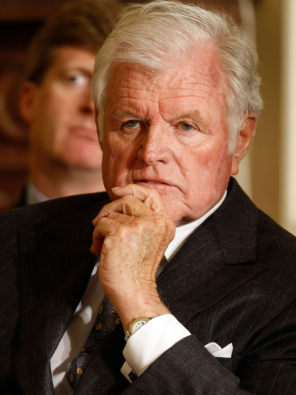 Sen. Kennedy listens during the closing session of the White House's forum on health care in March.