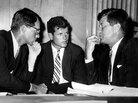 Edward Kennedy, center, and his brothers, Robert Kennedy, left, and John F. Kennedy in 1959. Edward Kennedy, center, and his brothers, Robert Kennedy, left, and John F. Kennedy in 1959.