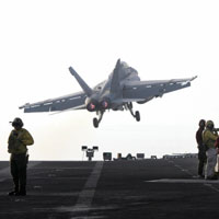 Hornet takes off from the USS Stennis in the Persian Gulf in 2007