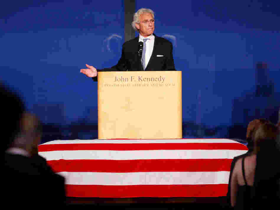 Joseph P. Kennedy, son of Robert Kennedy, addresses mourners at his uncle Edward's memorial service. Joseph P. Kennedy, son of Robert Kennedy, addresses mourners at his uncle Edward's memorial service.