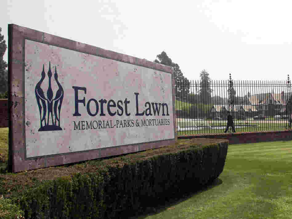 The entrance to Forest Lawn cemetery in Glendale, Calif.
