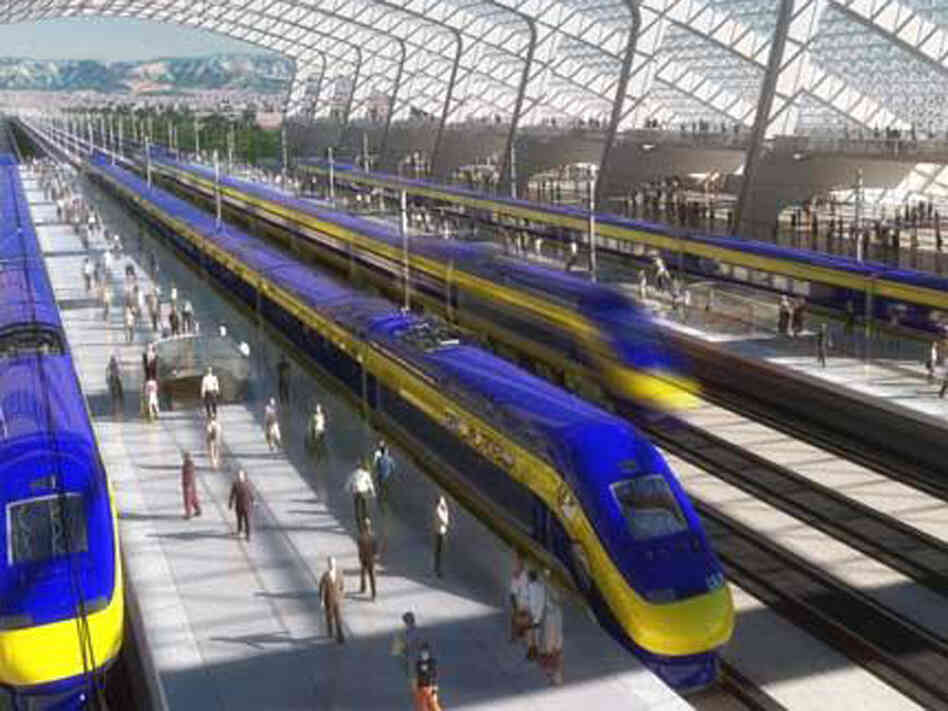 Rendering of a station in the proposed California Corridor