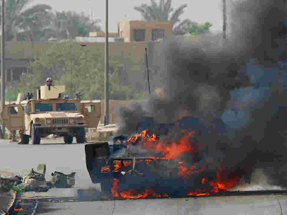 A roadside bomb exploded a Humvee.