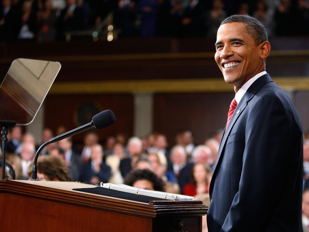 President Obama pauses during his health care speech to a joint session of Congress at the Capitol