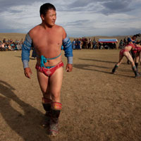 WIDE: Dorj Batmunkh, second-generation wrestler in Khujirt, Mongolia