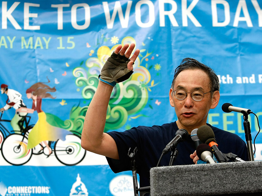 Steven Chu's efforts to curb U.S. energy consumption included  Washington, D.C.'s Bike To Work Day.