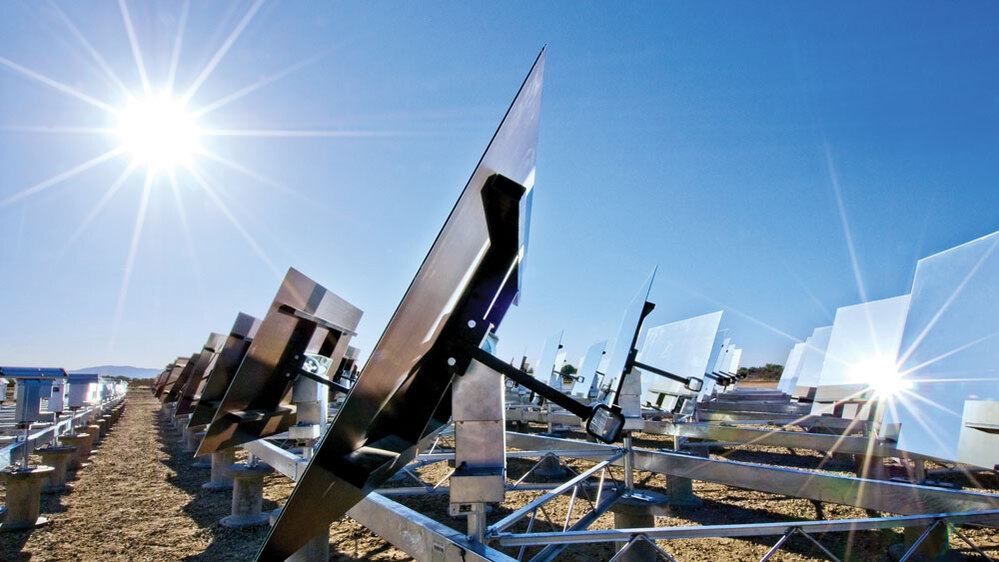 Wide image of the Sierra SunTower solar facility in Lancaster, Calif.