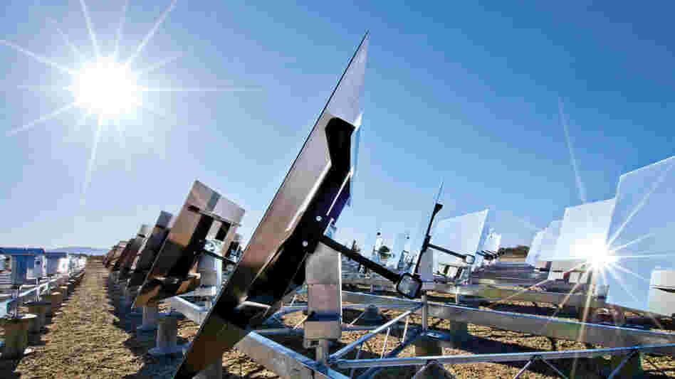 Wide image of the Sierra SunTower solar facility in Lancaster, Calif.