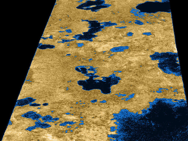 A radar image taken by Cassini in July 2006 of Saturn's moon, Titan,