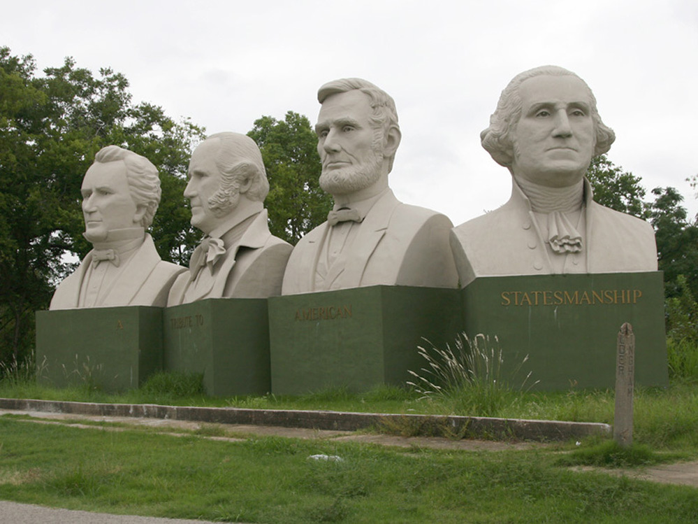 Interstate 10 passes by Houston's version of Mount Rushmore.