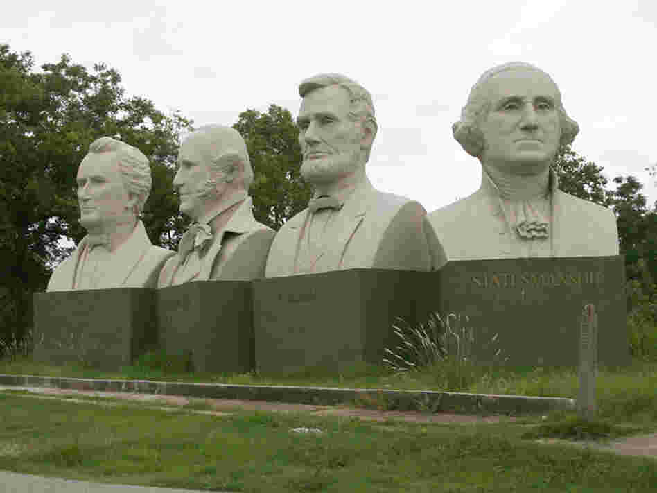 Interstate 10 passes by Houston's version of Mount Rushmore.