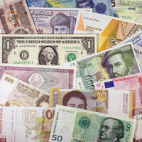 A collection of world currencies