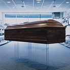 Coffins in a showroom. Coffins in a showroom.