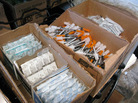 Boxes of supplies onboard the PreventionWorks mobile unit. Boxes of supplies onboard the PreventionWorks mobile unit.