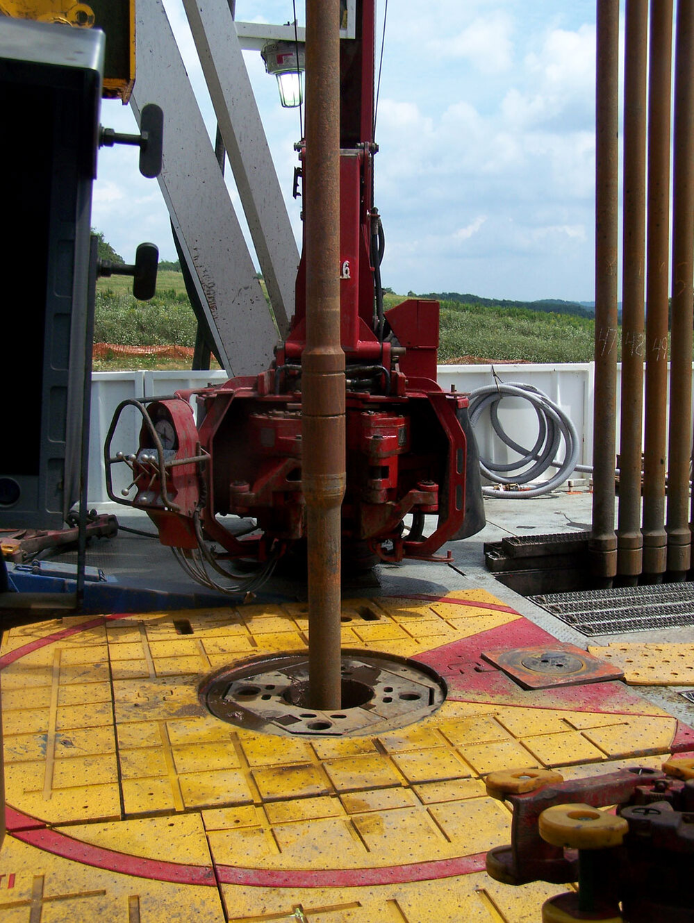 Vertical Image of a drilling platform on a shale gas rig.