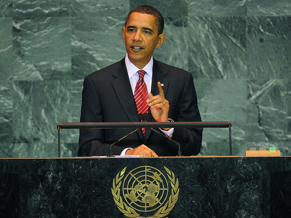 President Obama speaks during the United Nations General Assembly.