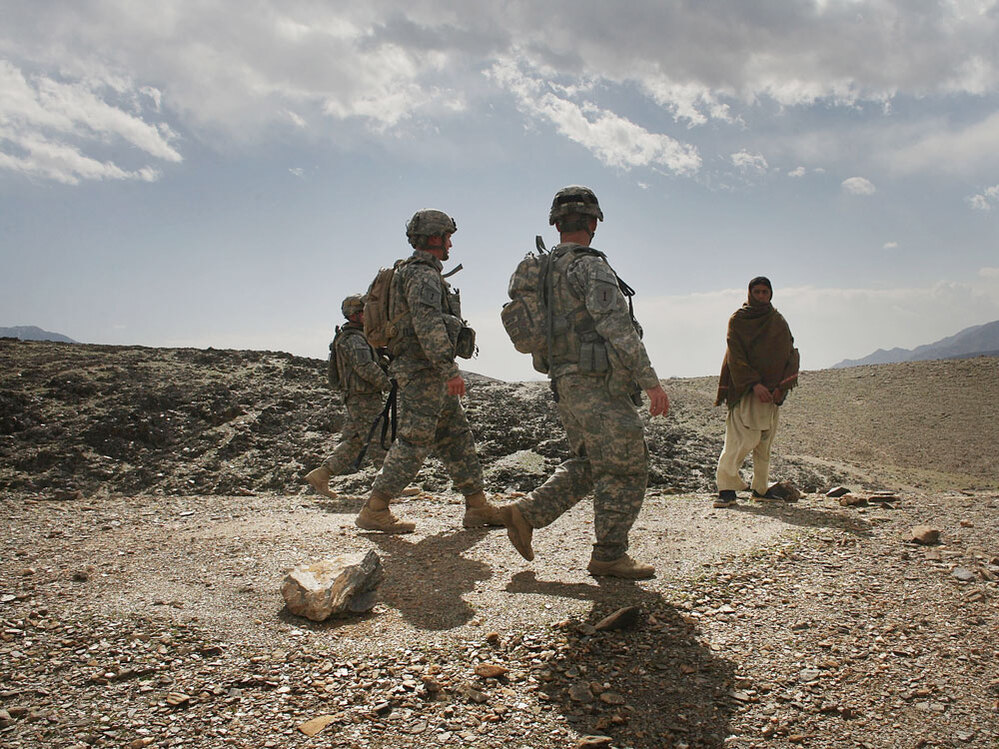 U.S. soldiers on patrol in Afghanistan's Nuristan province in February
