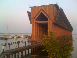 A decommissioned ore dock sits in Marquette Harbor. Ned Wharton/NPR A decommissioned ore dock sits in Marquette Harbor. Ned Wharton/NPR