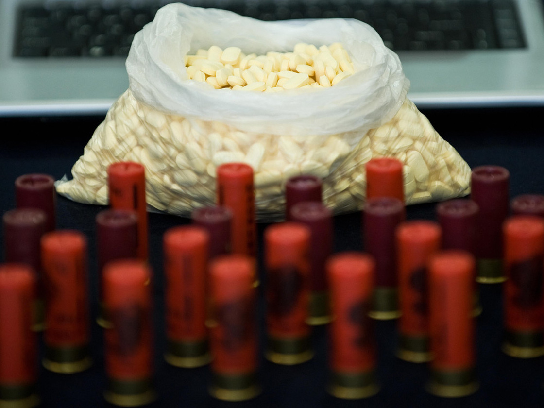 Seized ammo and drugs.