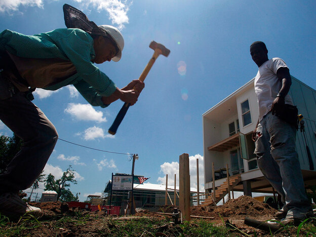 Construction continues on a new home in New Orleans' Lower Ninth Ward, May 2009