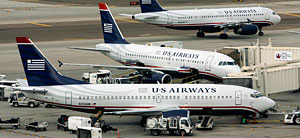US Airways planes prepare to taxi for takeoff at Sky Harbor Airport in Phoenix in 2007. Credit: Ross D. Franklin/AP