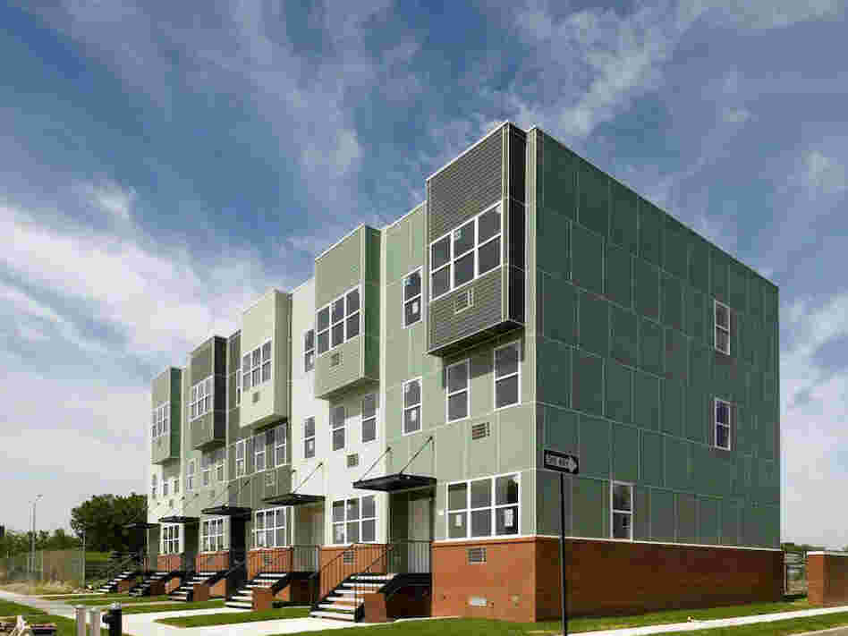 Nehemiah-built houses line a street in Brooklyn.