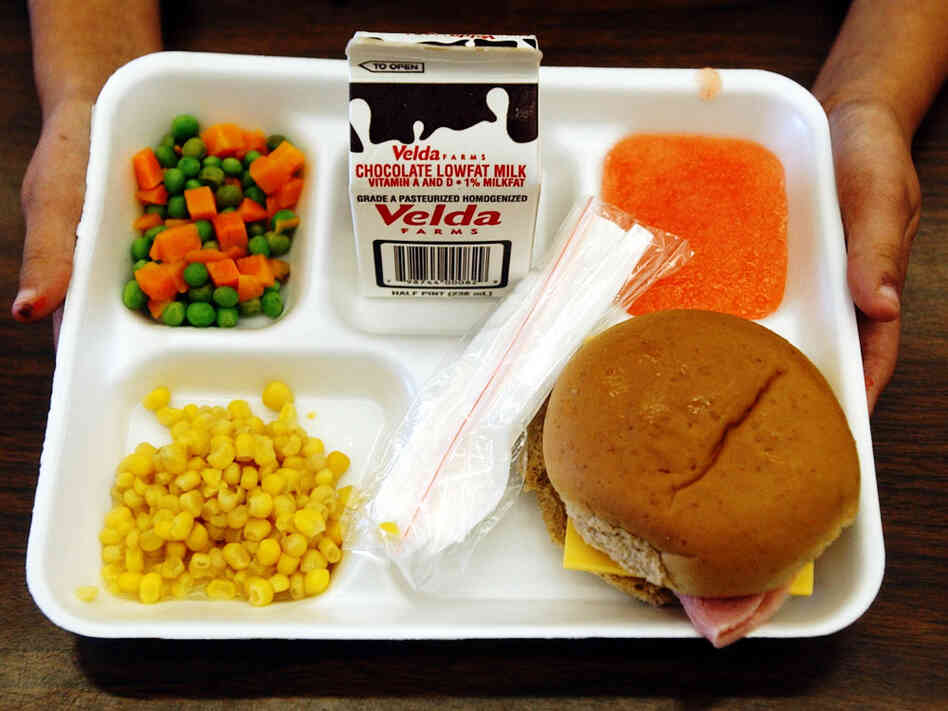 A school lunch tray holds nutritious choices.