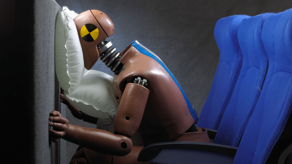 WIDE: Airline air bag demonstration.