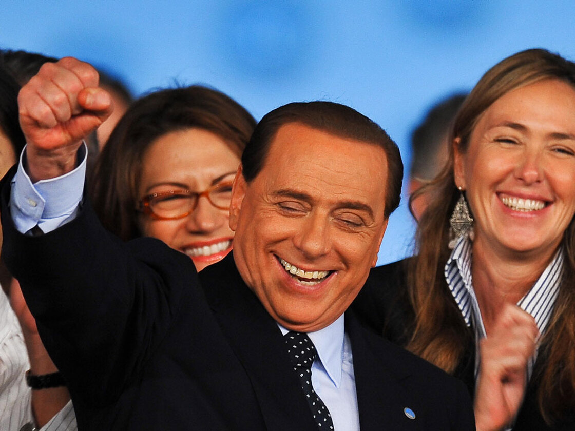 WIDE: Italian Prime Minister Silvio Berlusconi in March 2009 at a People of Freedom's gathering