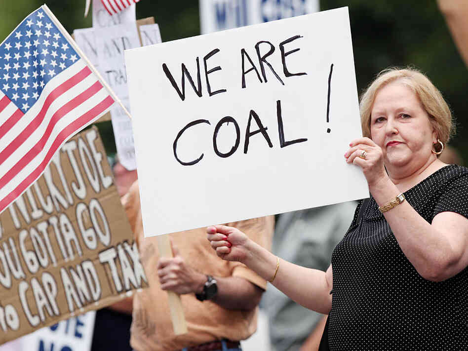 Kay Medley protests a climate change bill in West Virginia.