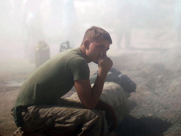 WIDE: A Marine with Fox Company in Helmand River valley in southern Afghanistan