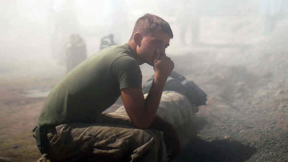 WIDE: A Marine with Fox Company in Helmand River valley in southern Afghanistan
