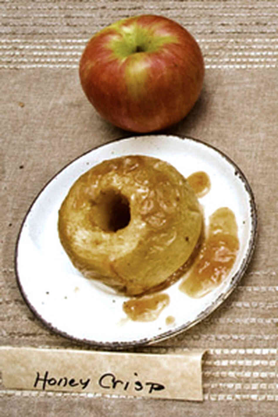Two Honeycrisp apples -- one baked and one fresh Two Honeycrisp apples -- one baked and one fresh