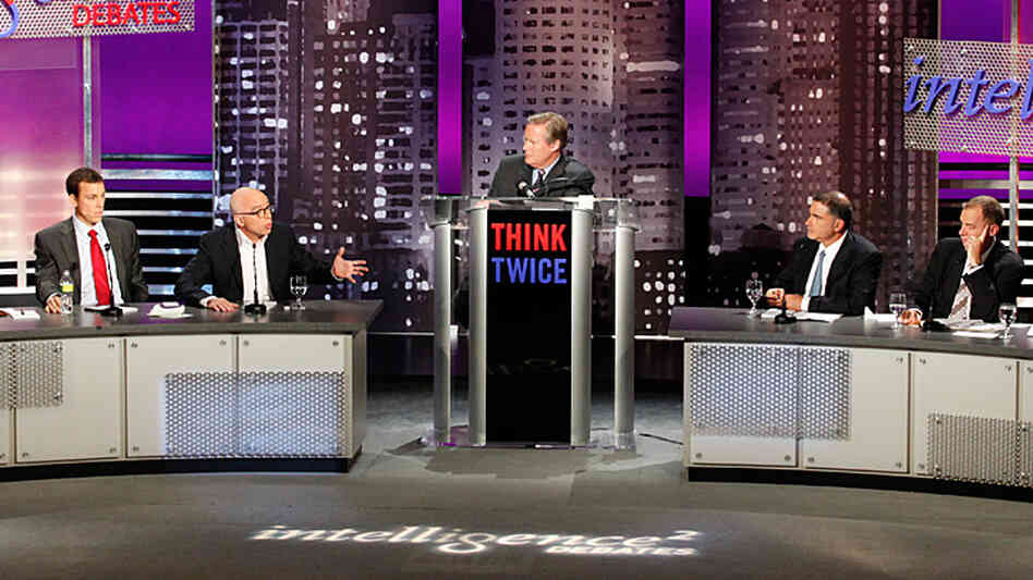 The stage at Oct. 27's Intelligence Squared U.S. debate The stage at Oct. 27's Intelligence Squared U.S. debate