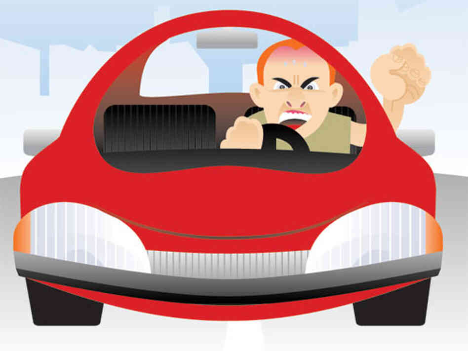 An illustration of adriver with road rage. An illustration of adriver with road rage.