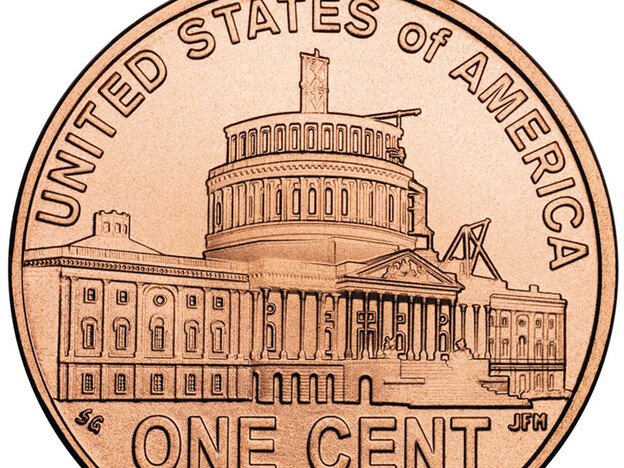 Close-up of new special Abraham Lincoln penny released this month.