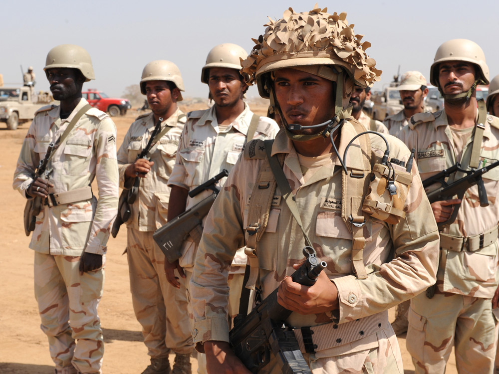 Saudi soldiers deploy in the southern Saudi province of Jizan on the border with Yemen on Nov. 8.