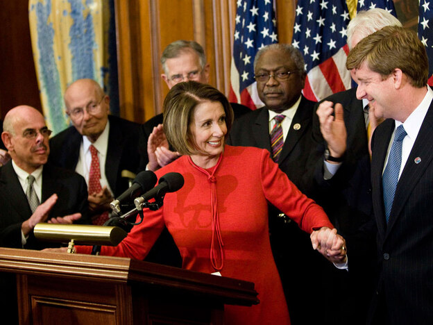 Speaker of the House Nancy Pelosi with fellow Democrats