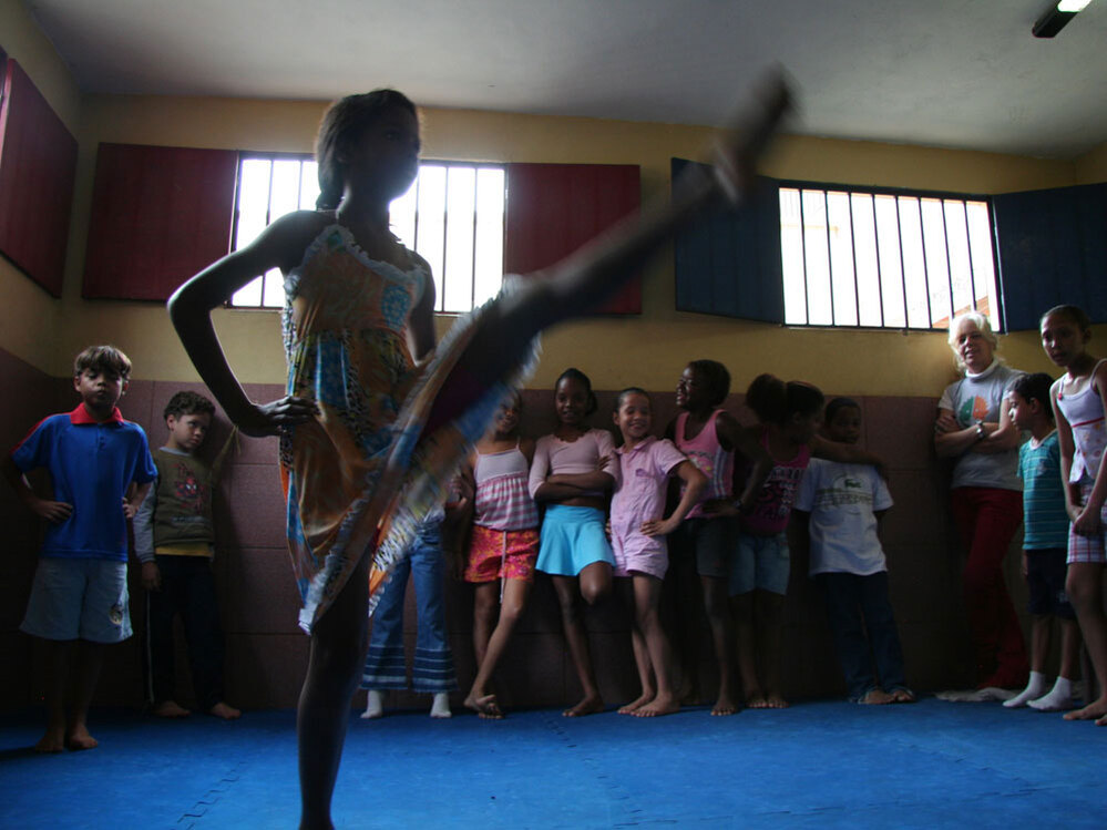 Girl dancing in school.