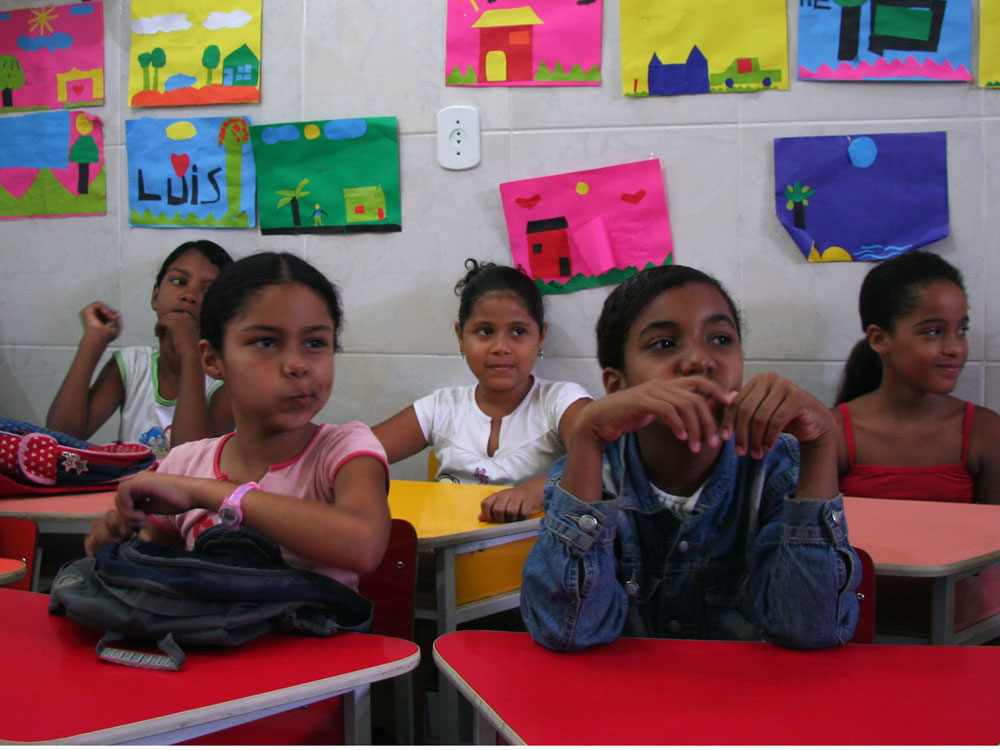 Students in a classroom at Children of the Golden Rainbow school. The school was founded 12 years ago in one of Rio's most notorious slums.
