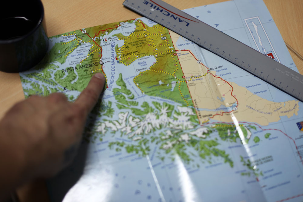 Map showing Punta Arenas, Chile.