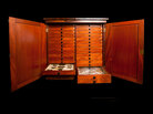 Victorian-era rosewood cabinet containing butterfly and beetle specimens Victorian-era rosewood cabinet containing butterfly and beetle specimens