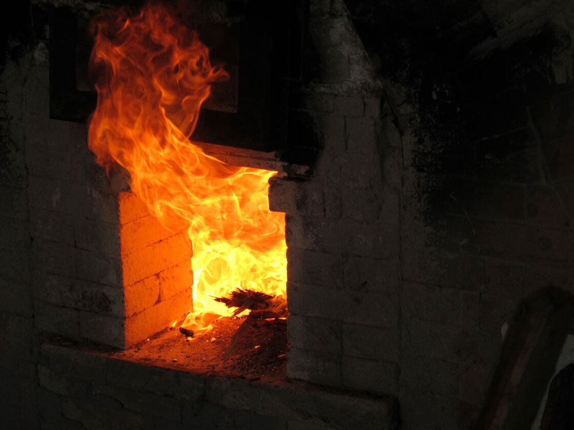 The wood-fired kiln at Miami Valley Pottery
