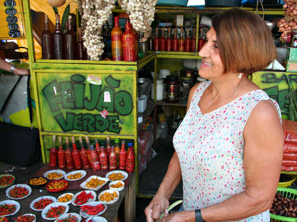 Teresina Lopes Vieira da Silva sells spices and peppers in Rio de Janeiro.