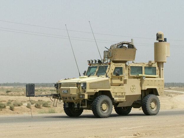 An MRAP on the road in Iraq